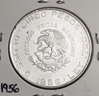 Mexico Cinco Pesos Hidalgo 1956 .720 Coin Silver, 5 Pesos Plata .720. — photo 2