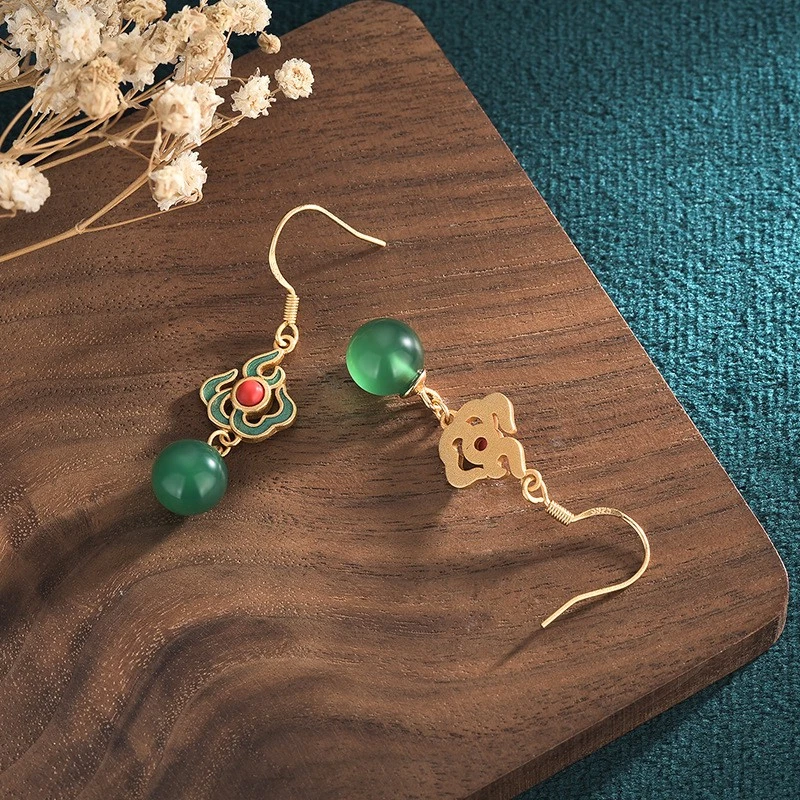 Pendientes clásicos chinos de esmalte para mujer para gancho de oreja Hanfu joyería regalo mujer Foto 2 de 4