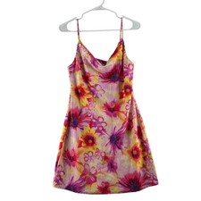 Urban Outfitters Cowl Neck Spaghetti Strap Mini Dress Tropical Floral Womens Med
