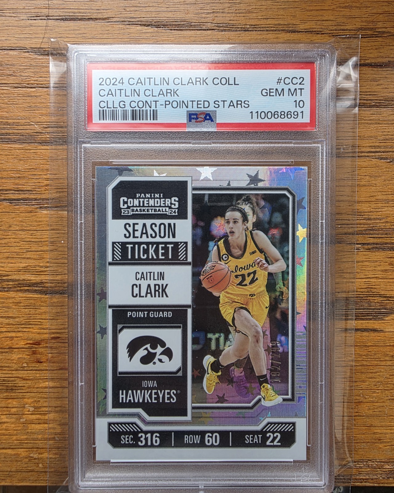 2024 Panini - College Contenders Caitlin Clark #CC2 Pointed Stars /299 POP 5