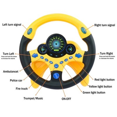 Kids Electric Early Education Simulation Steering Wheel Toy Multifunctional H...