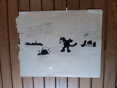 FELIX THE CAT DRAWING 1929 SCRAPBOOK PAGE SIGNED BY 'ANTHONY'