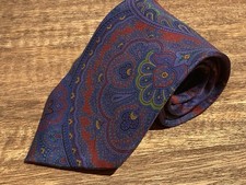 Granger Owings kolekcja Royal Label 100% jedwab krawat paisley Francja nieskazitelna nr