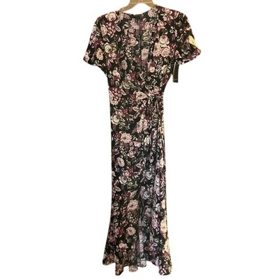 Free Press Floral Wrap Long dress BNWT size S side tie slit up side