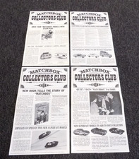 Matchbox Collectors Club Official Quarterly Newsletters 1970; 4 Issues