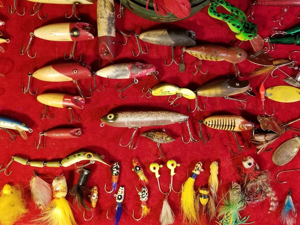 Lot De Leurres Mouche Plats Beno Années 30-80 - Heddon, Rapala, Bois Et Plastique