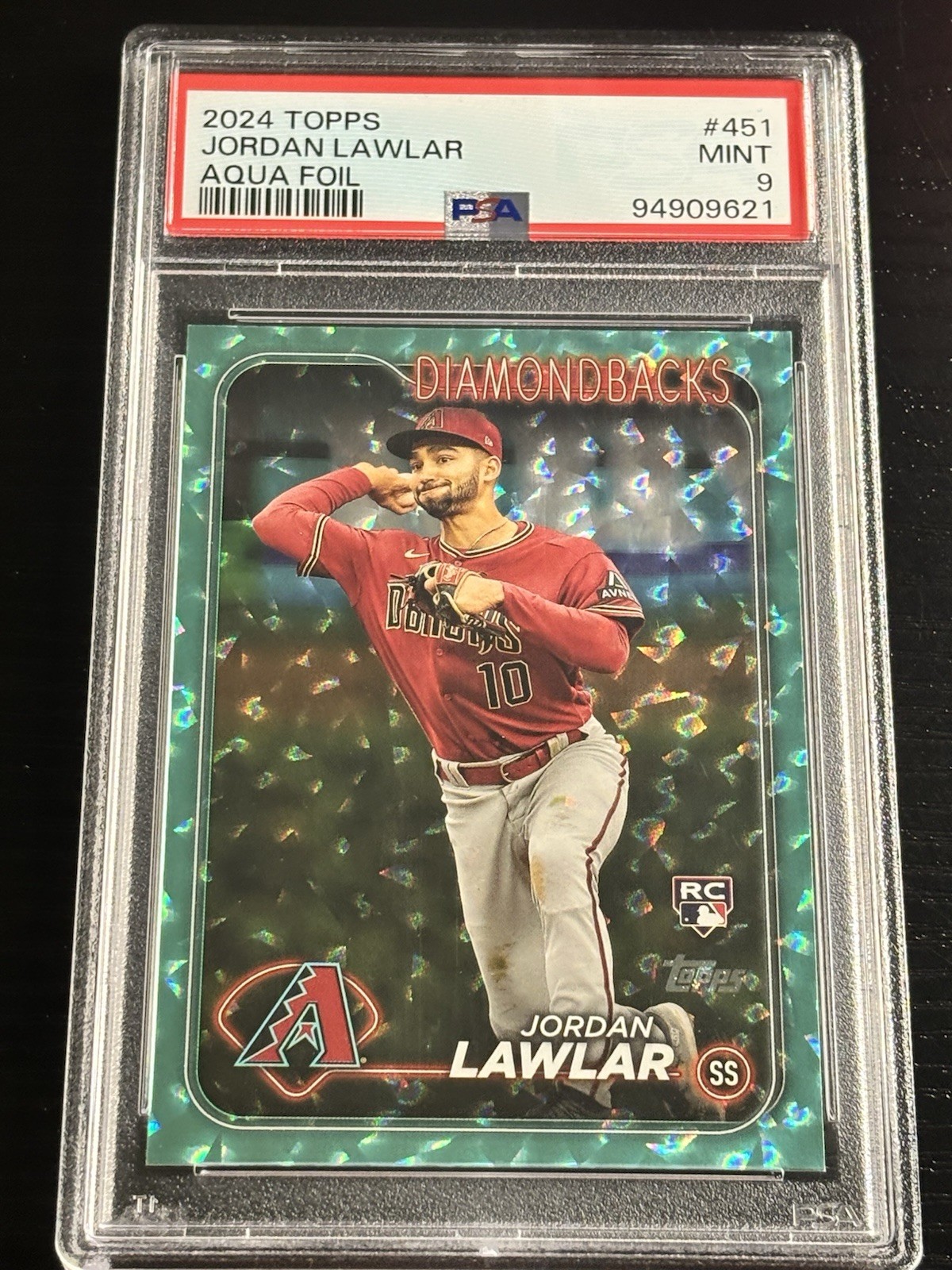 2024 Topps Series 2 Jordan Lawlar #451 Aqua Foil /399 PSA 9 Mint Rookie RC SP