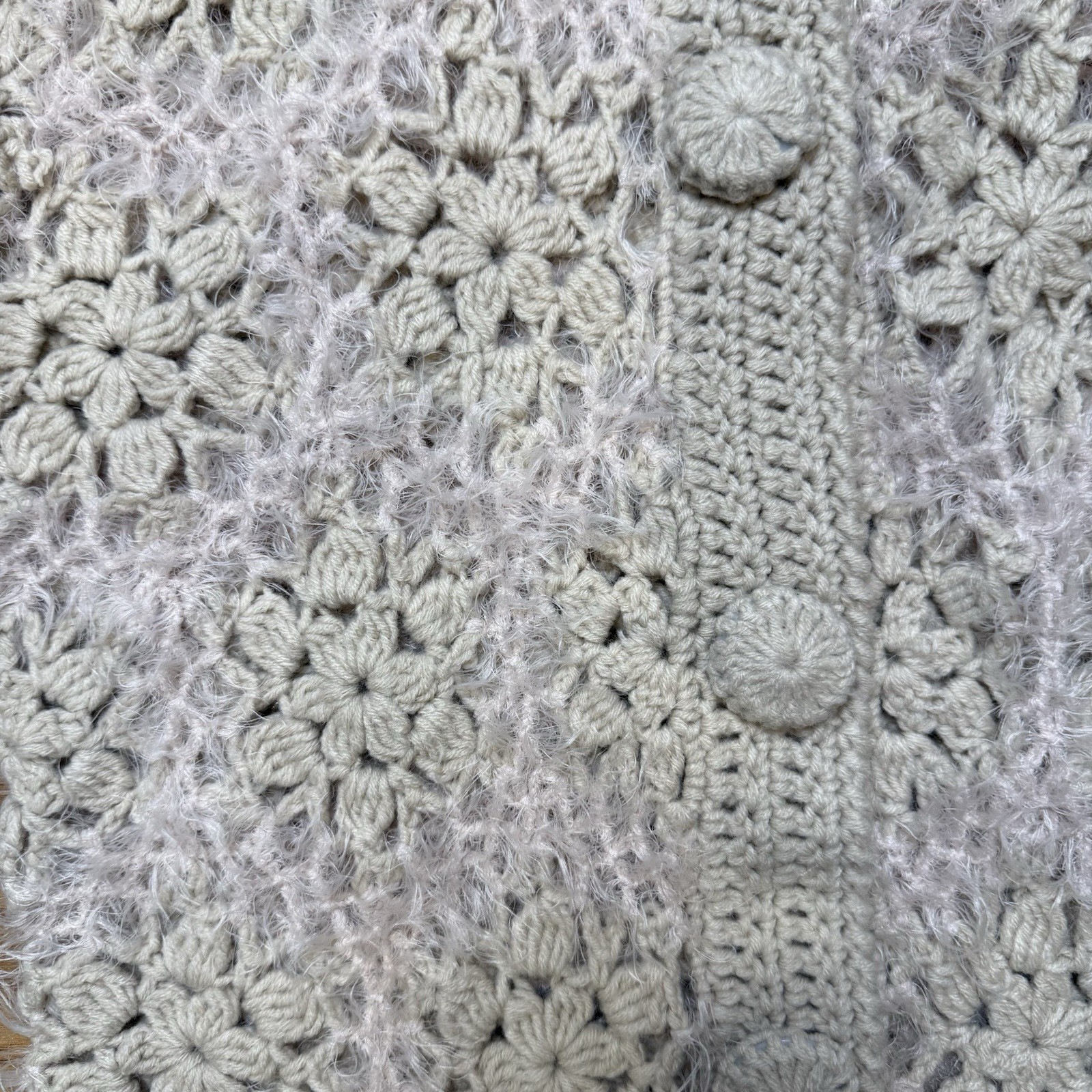 VTG y2k Sz S/M Crochet Cardigan Jacket Floral Cot… - image 2