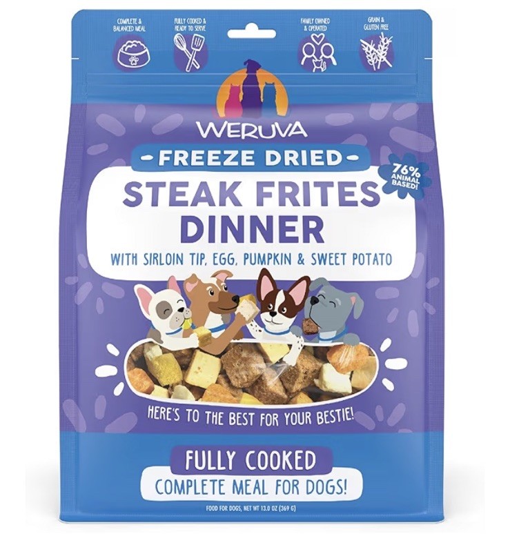Weruva Steak Frites Dinner Freeze Dried Dog Food, Topper or Treat-13oz