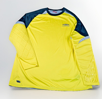 Umbro Goalkeeper Retro Mens L Padded Elbows Soccer Goalie Shirt Yellow L sleeve