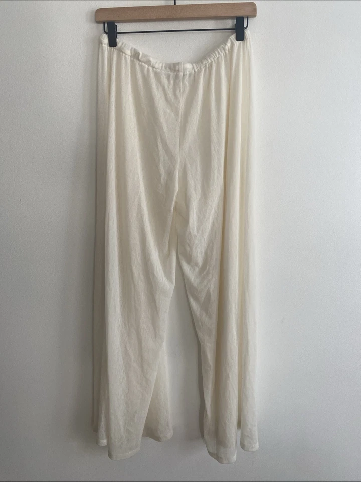 EUC Robin Piccone Side Split Swim Coverup Pants Ivory Sz Small Gauzy Wide Leg - Image 4 of 4
