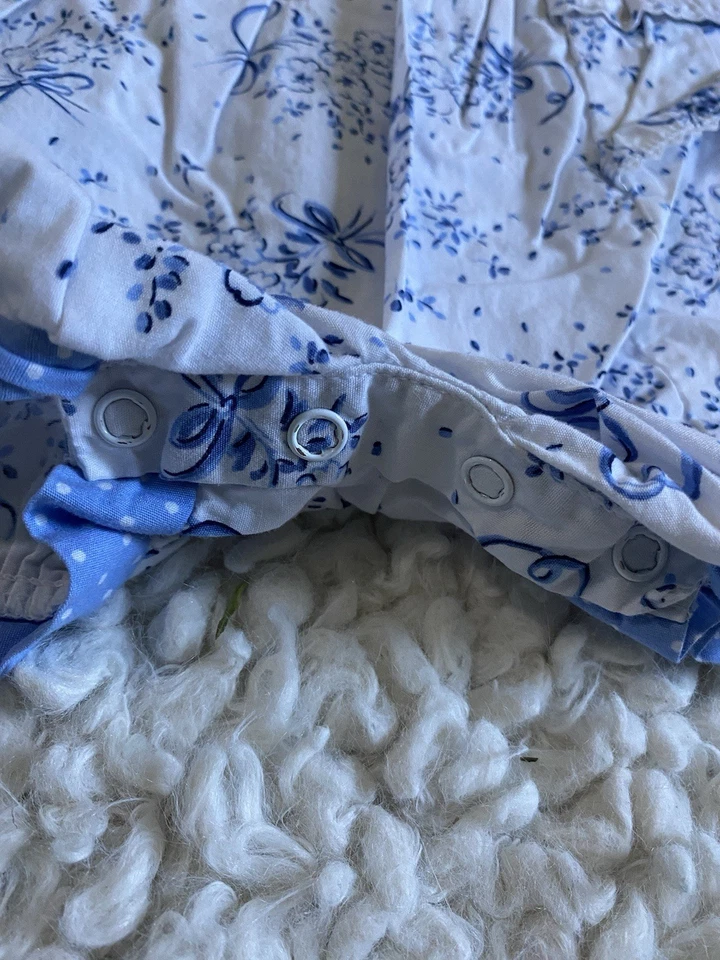 Vintage Bubble Romper 24 Month Floral Blue Ruffles Polka Dots By Miniwear - Image 3 of 4