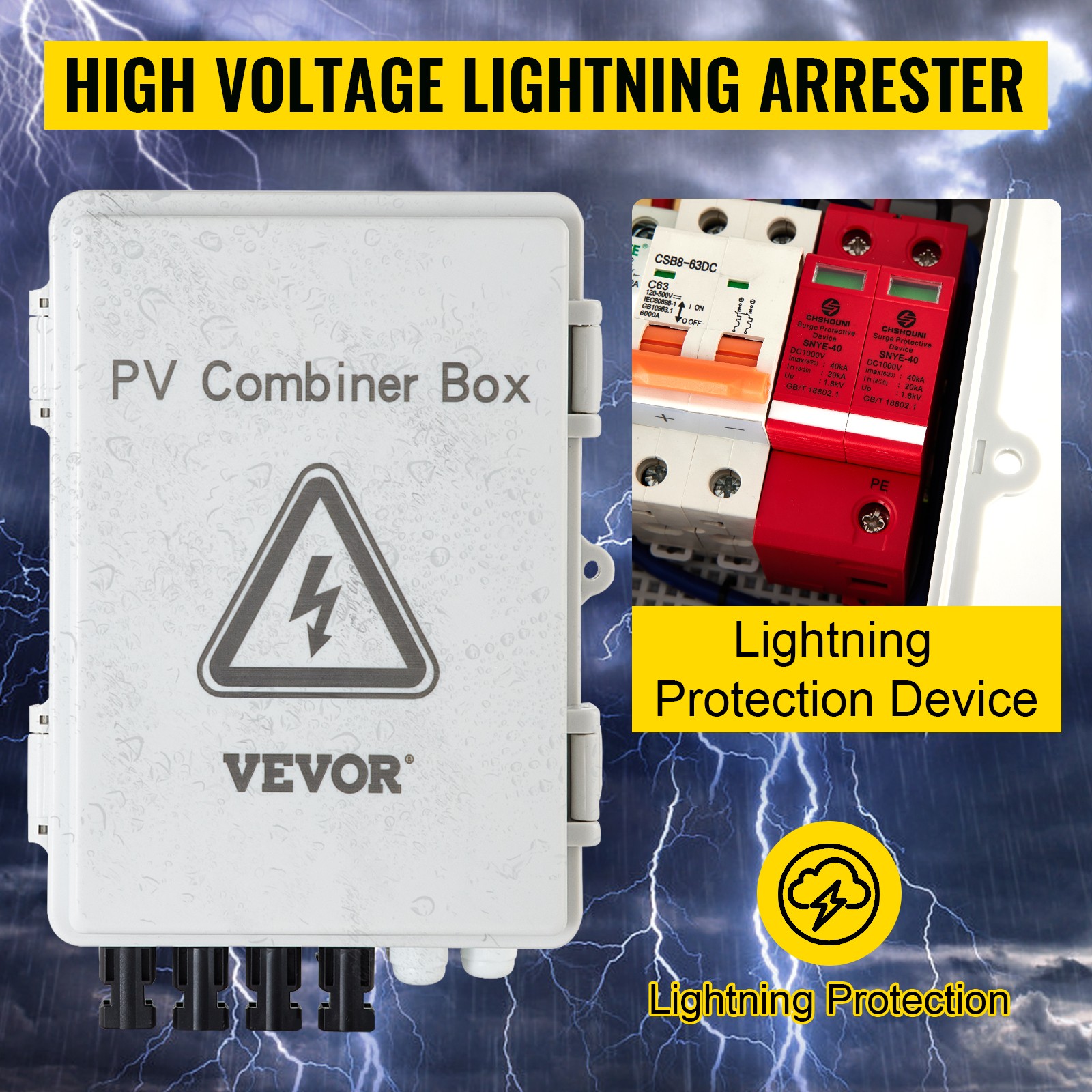 4 String Solar PV Combiner Box 15A Circuit Breaker for Solar Panel System
