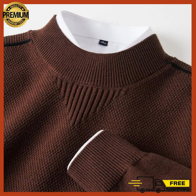 2025 NEW WINTER New MEN's Sweater HALF Turtle NECK Inverted Triangle JACQUARD SW