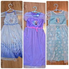 Lot Of 3 Disney Princess Nightgowns Size 6/6x Frozen Anna Elsa Dress Up Costume