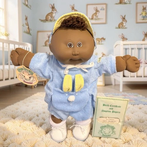 1985 Cabbage Patch Kid, Preemie, Brown Tuft, AA, HM3, SS, Bunny Outfit