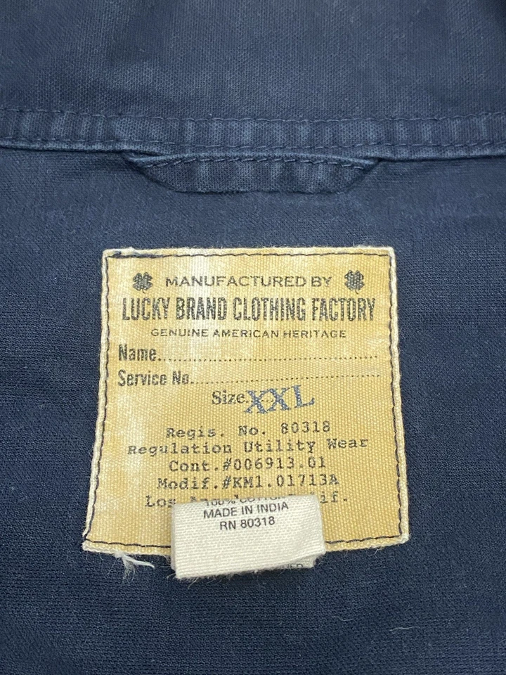 Chaqueta Lucky Brand XXL Para Hombres Tareas Abrigo Cuello Bombardero Azul Marino Utilidad Trabajo Y2K Foto 3 de 4