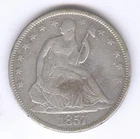 1857 Seated Liberty Silver Half Dollar + Circulated + No Reserve!