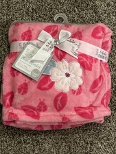 NEW le Bebe FAVORITE Pink Flower Leaf Ladybug Baby Blanket HTF