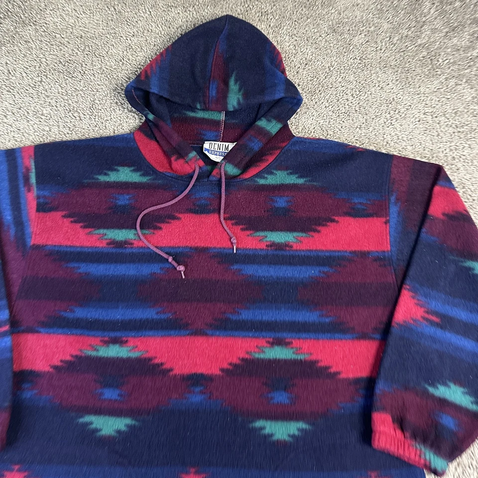 Pullover con Capucha Denim Express Para Hombre Grande Vellón Azteca Patrón Suroeste Foto 3 de 4