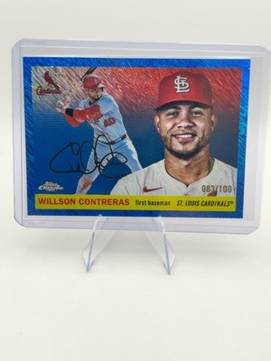 2025 Topps Chrome Platinum Willson Contreras Blue Shimmer /100 #108 Cardinals