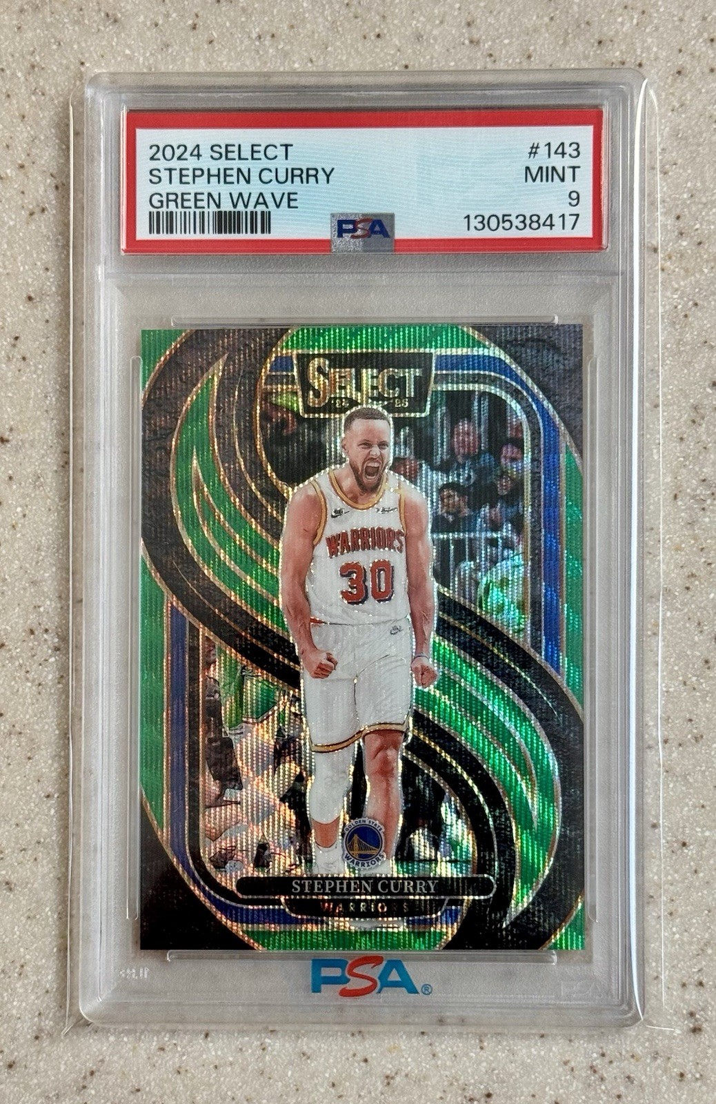Stephen Curry 2024 Select #143 GREEN WAVE #d/50 PSA 9 Mint Golden State Warriors