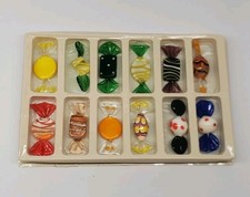Vintage Murano Style Art Glass Candy Pieces Hand Blown Lot of 12 Vintage Box