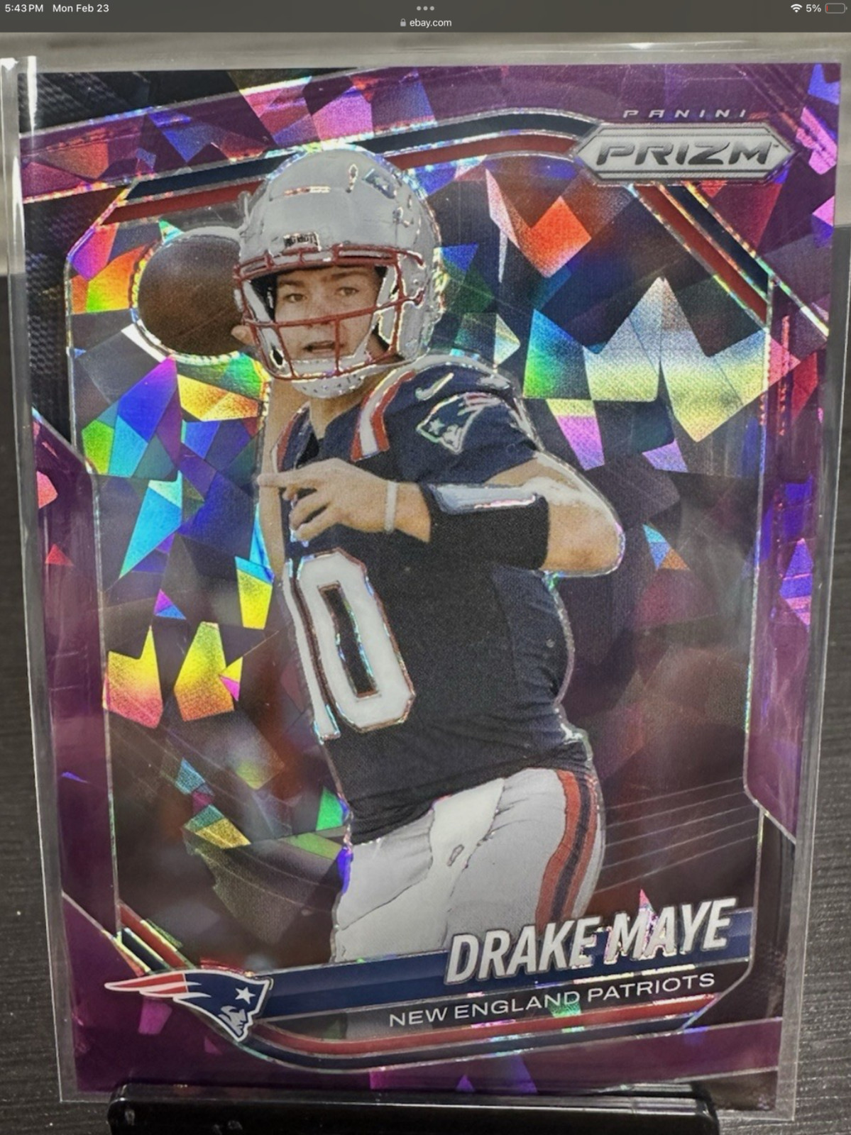 DRAKE MAYE 2025 Panini Prizm Purple Cracked Ice /225 New England Patriots #165