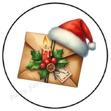 SANTA HAT CHRISTMAS MAIL LETTER ENVELOPE SEALS LABELS STICKERS PARTY FAVORS