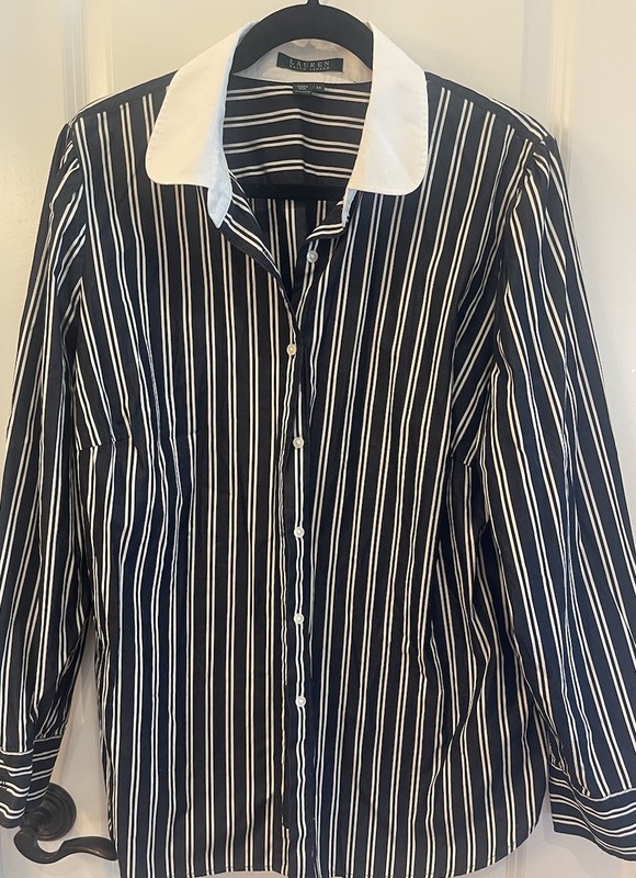 Lauren By Ralph Lauren Women’s Button Up Striped Peter Pan Collar Women’s 2X