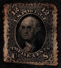 USA Scott #69 1861 12c Black George Washington Used Civil War Era Stamp