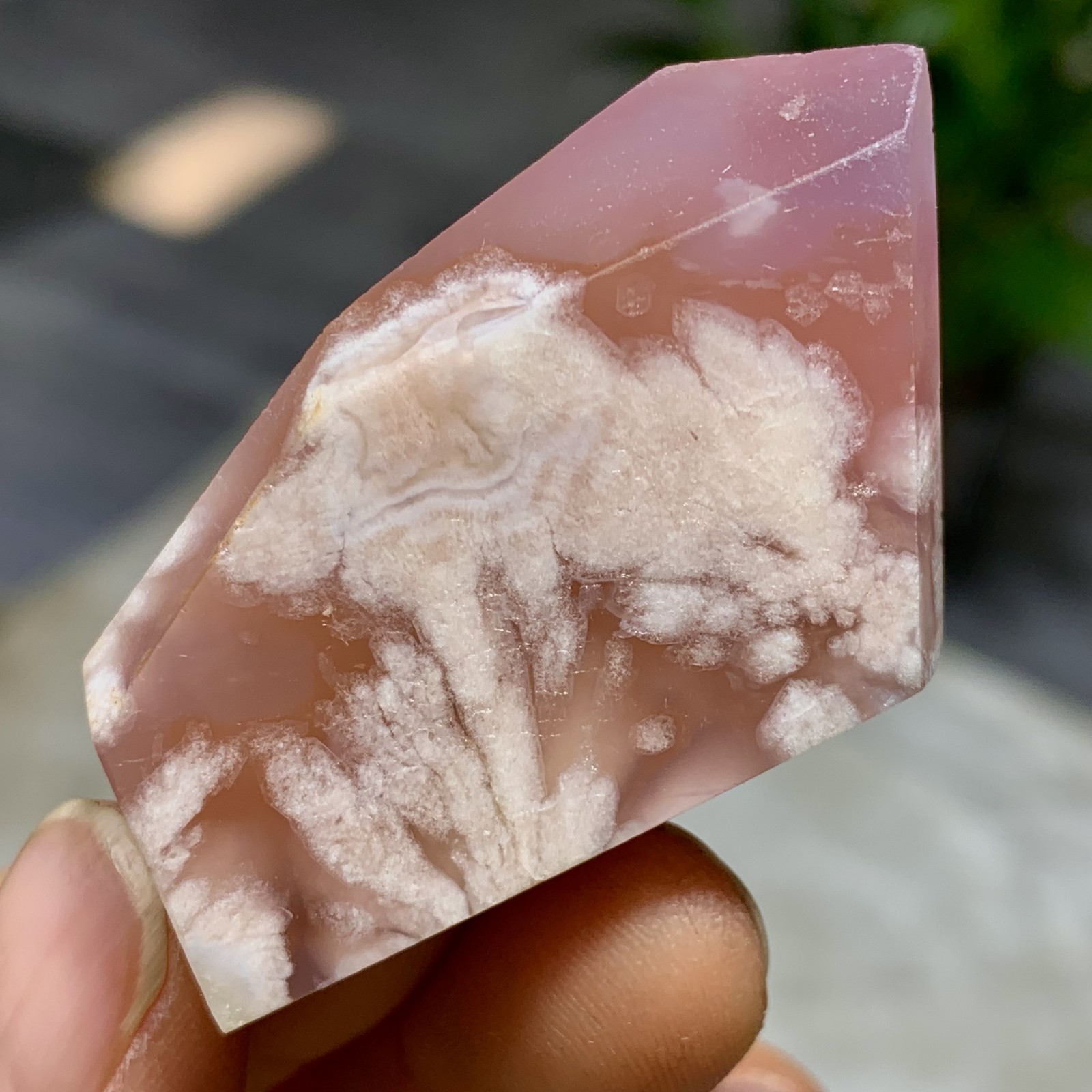 31G Natural pink cherry blossom agate raw stone energy crystal healing