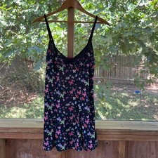 Betsey Johnson Intimates Women's Black Butterfly Print Y2K Vintage Slip Size S