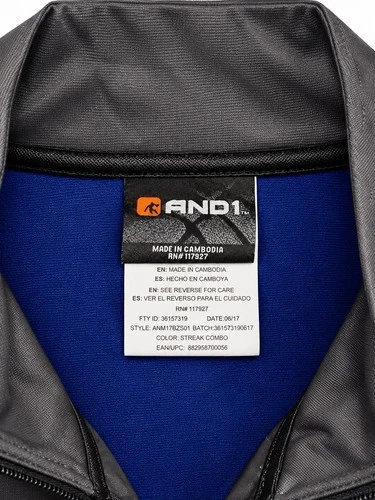 AND1 Blue Black Full Zip Windbreaker Light Jacket Men’s XL image 3
