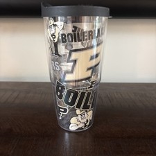 Tervis Purdue Boilermakers Travel Mug 24 Oz All Over Logo Black Lid Nice College