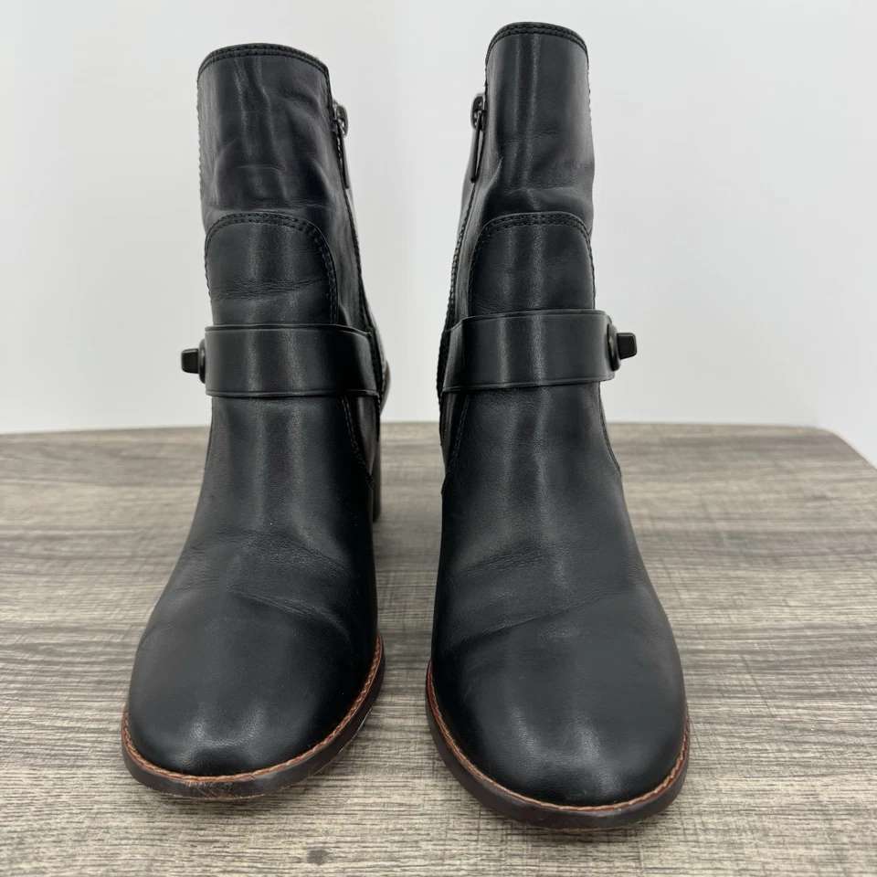 Botines Coach Moto Tacón Cuero Negro Mujer’s Botas Dije Talla 7.5 Foto 4 de 4