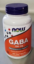 NOW Foods Gaba 750 mg 100 Veg Caps BB 7/2029