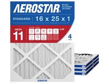 Aerostar 16x25x1 MERV 11 Air Filter, 4 Count, ACTUAL SIZE (15.75 x 24.75 x 0.75)
