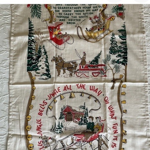 MODA HOME LINENS Over The River & Jingle Bells Christmas Dish Towel NWT - Picture 2 of 7