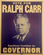 Vtg Ralph Carr Colorado Governor Campaign Poster 1938 Civil Rights Hero WWII