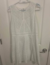 Skies Are Blue White Lace Dress Medium