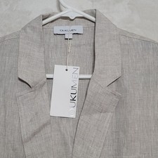 Oukumen Blazer Mens Large Beige Linen Two Button Casual Jacket Lightweight New