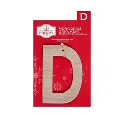 Letter D Wood Monogram Ornament 4" Xmas Monogram Initial Stocking Holiday Time
