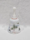 Vintage Fenton Hand Painted Christmas Bell 1991 Winter Scene Satin Glass 6.5"