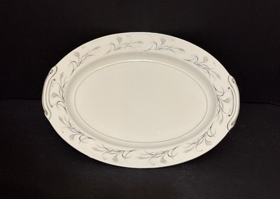 Vintage Harmony House Platinum Garland 14'' x 10'' Oval Serving Platter Japan 1960