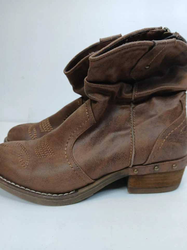 Botas Fergie para mujer talla 9 marrón botines occidentales cremallera imitación cuero Foto 4 de 4