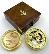 Nautical Brass Sundial Compass Vintage Anniversary Gift For Husband  Wife