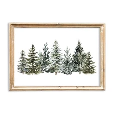 JarThenaAMCS Winter Canvas Wall Art Prints Watercolor Snowy Pine Trees Art Po...