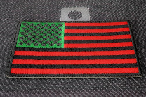 American Flag with African Colors Iron on Patch- 3.2x2 inch - P6763 - Picture 2 of 5