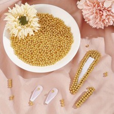 1box about 2400pcs 4mm golden Pearl Beads No Hole Loose ABS Plastic Pearl Beads